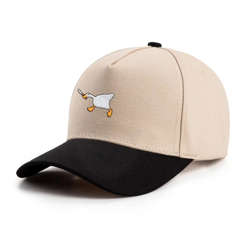 Embroidered baseball cap with goose pattern for men , casual