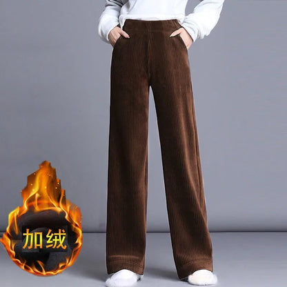 Fce Lined Unlined Corduroy Wide Leg Pants Women Casual Pants