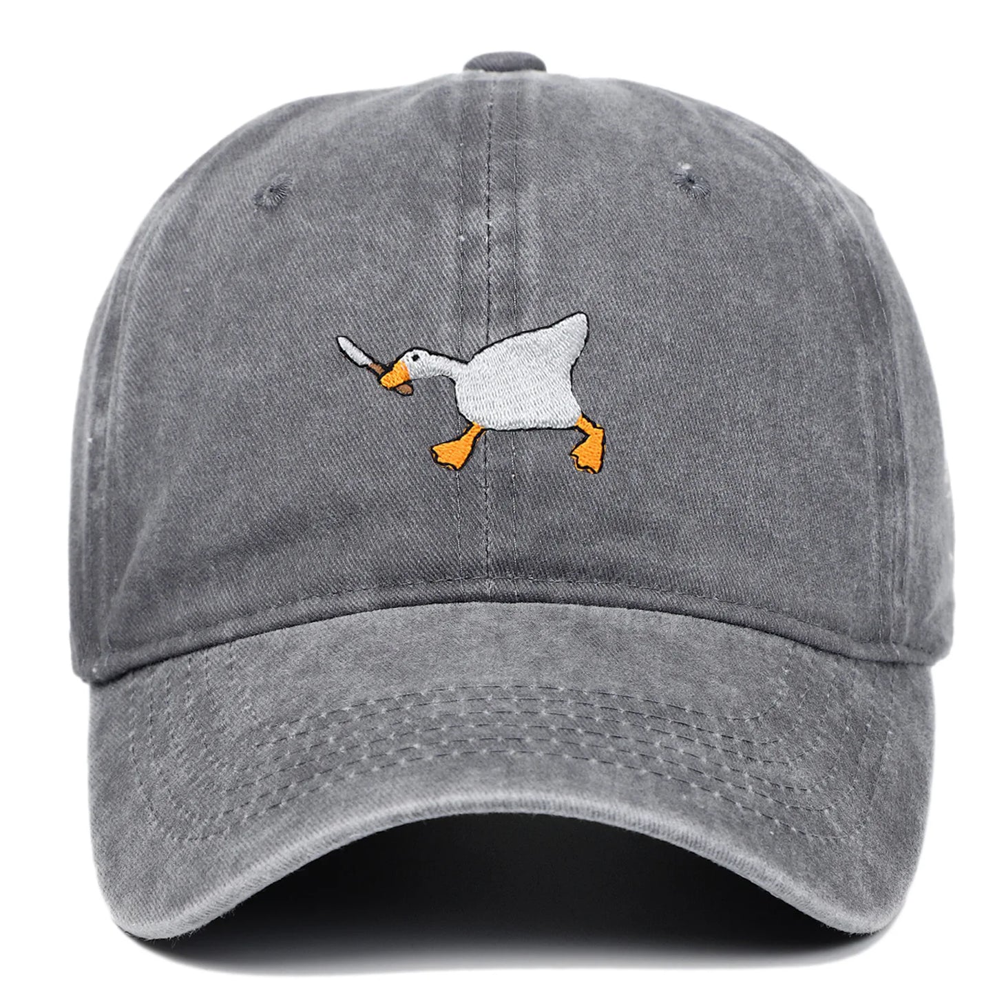 Embroidered baseball cap with goose pattern for men , casual
