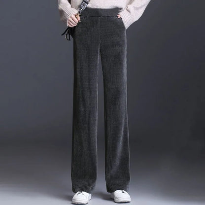Fce Lined Unlined Corduroy Wide Leg Pants Women Casual Pants