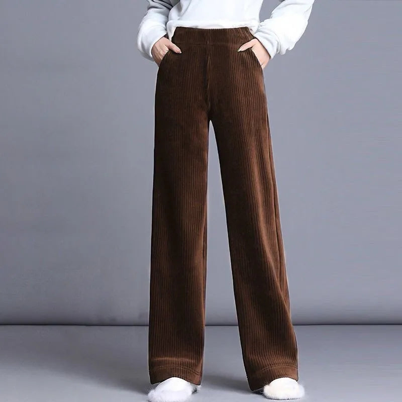 Fce Lined Unlined Corduroy Wide Leg Pants Women Casual Pants