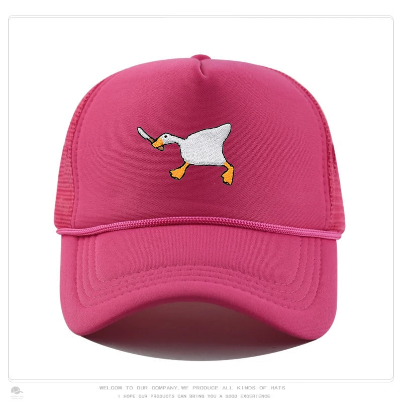 Embroidered baseball cap with goose pattern for men , casual