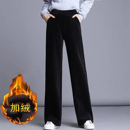 Fce Lined Unlined Corduroy Wide Leg Pants Women Casual Pants