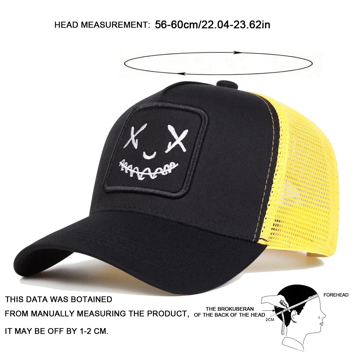 Men Women Smile Face Embroidery Baseball Caps Cotton