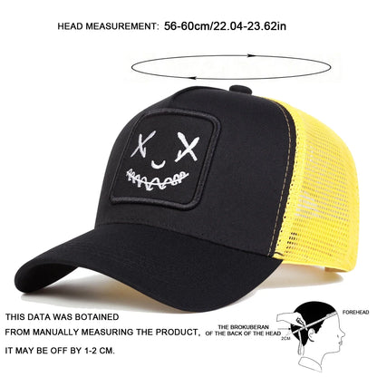Men Women Smile Face Embroidery Baseball Caps Cotton