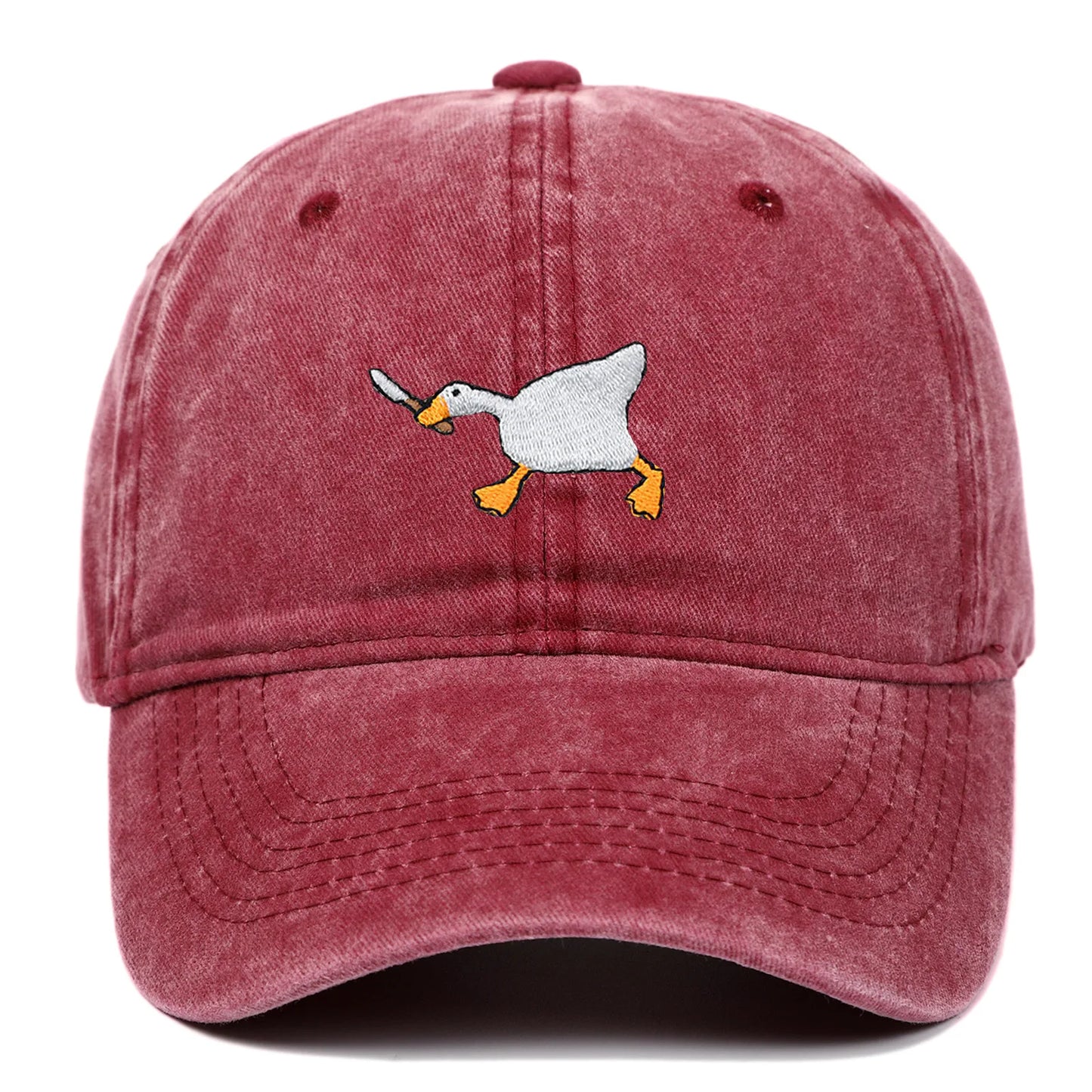 Embroidered baseball cap with goose pattern for men , casual
