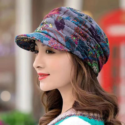 New Autumn Women Peaked Cap Short Brim Warm Foldable