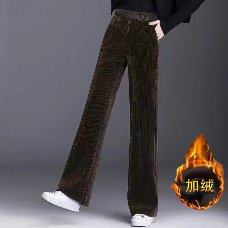 Fce Lined Unlined Corduroy Wide Leg Pants Women Casual Pants