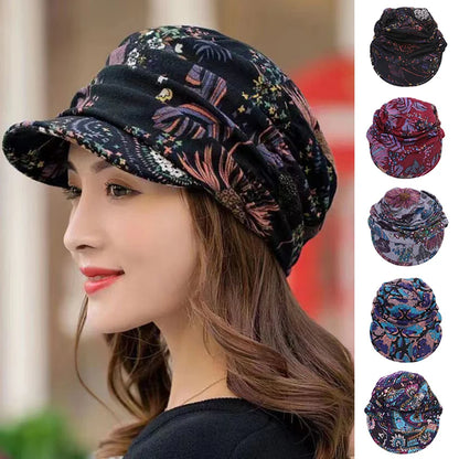 New Autumn Women Peaked Cap Short Brim Warm Foldable
