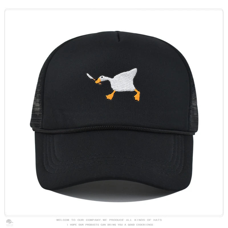 Embroidered baseball cap with goose pattern for men , casual