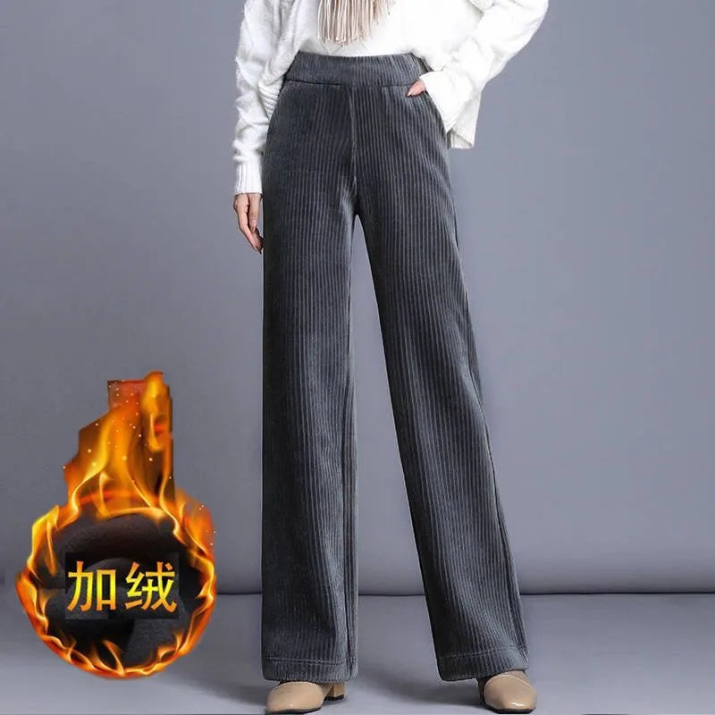 Fce Lined Unlined Corduroy Wide Leg Pants Women Casual Pants