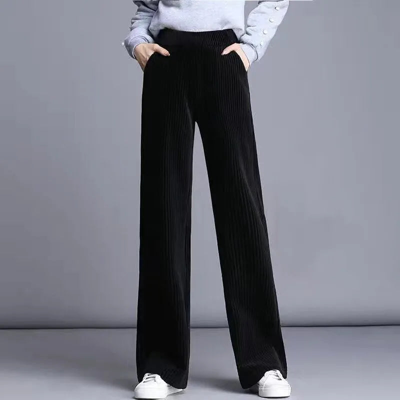 Fce Lined Unlined Corduroy Wide Leg Pants Women Casual Pants