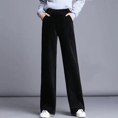 Fce Lined Unlined Corduroy Wide Leg Pants Women Casual Pants