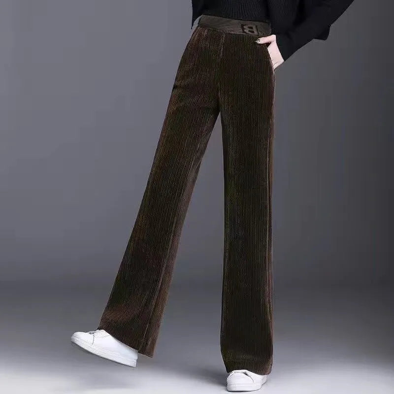 Fce Lined Unlined Corduroy Wide Leg Pants Women Casual Pants