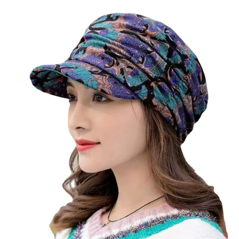 New Autumn Women Peaked Cap Short Brim Warm Foldable