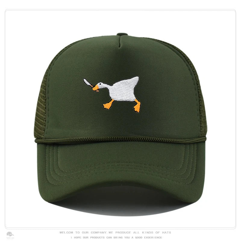 Embroidered baseball cap with goose pattern for men , casual