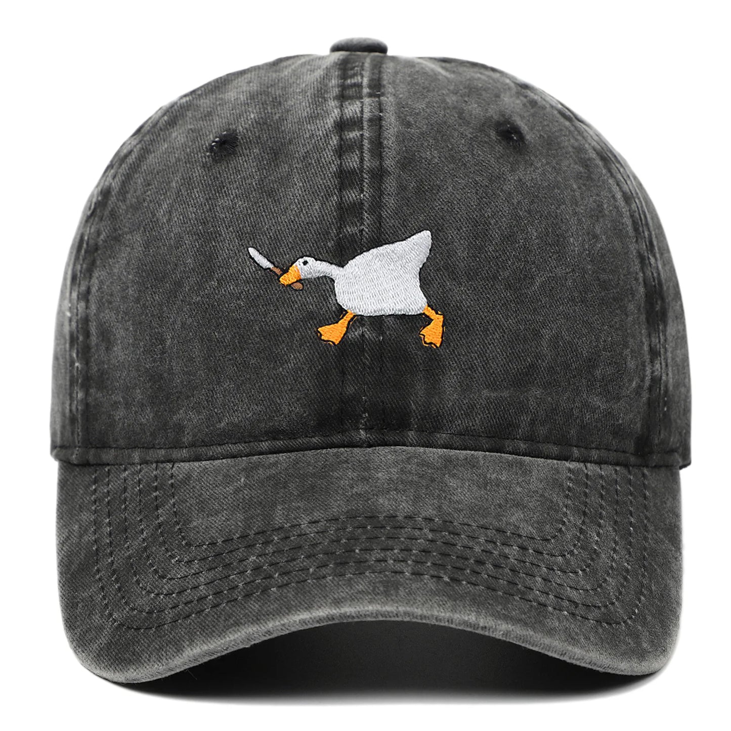 Embroidered baseball cap with goose pattern for men , casual