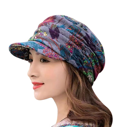 New Autumn Women Peaked Cap Short Brim Warm Foldable