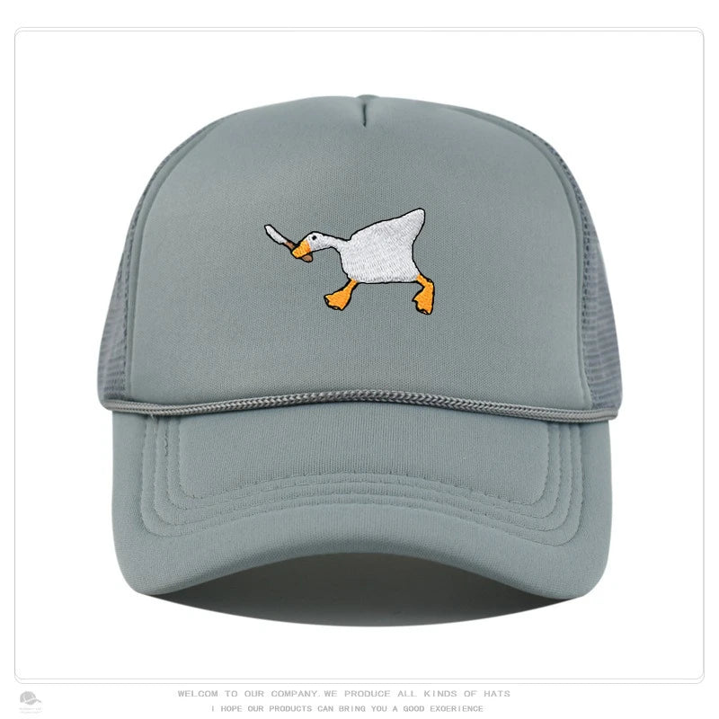 Embroidered baseball cap with goose pattern for men , casual