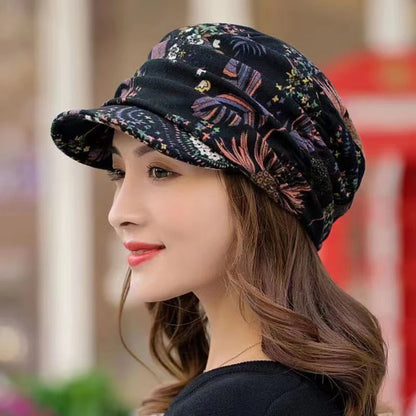 New Autumn Women Peaked Cap Short Brim Warm Foldable