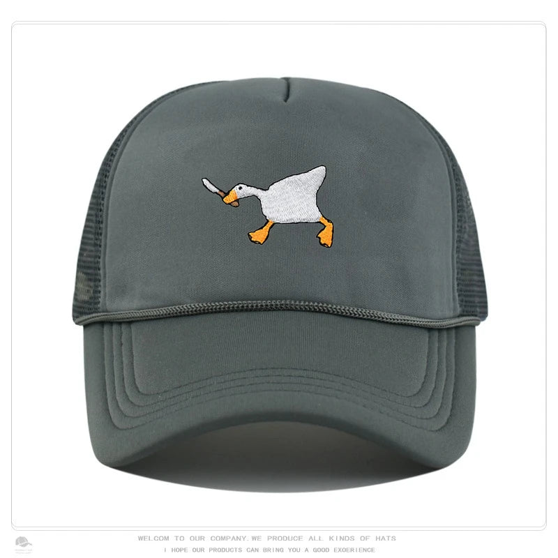 Embroidered baseball cap with goose pattern for men , casual