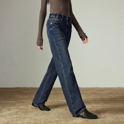 Women Straight Pants  Winter New Mid-low Rise Slimming Baguette