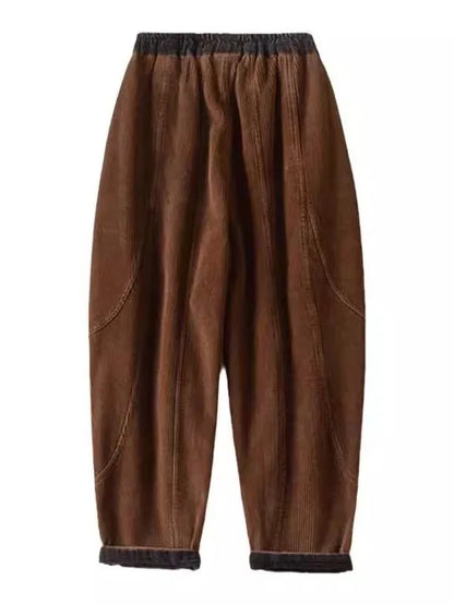 Thickened Corduroy Harlan Pants Women's High Waist Drawstring