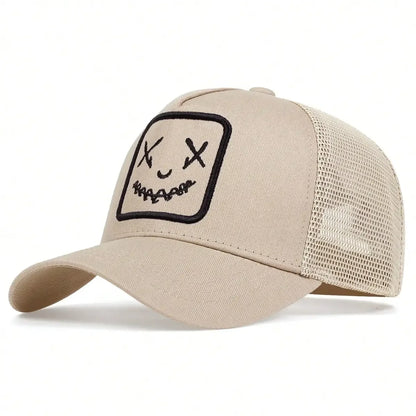 Men Women Smile Face Embroidery Baseball Caps Cotton