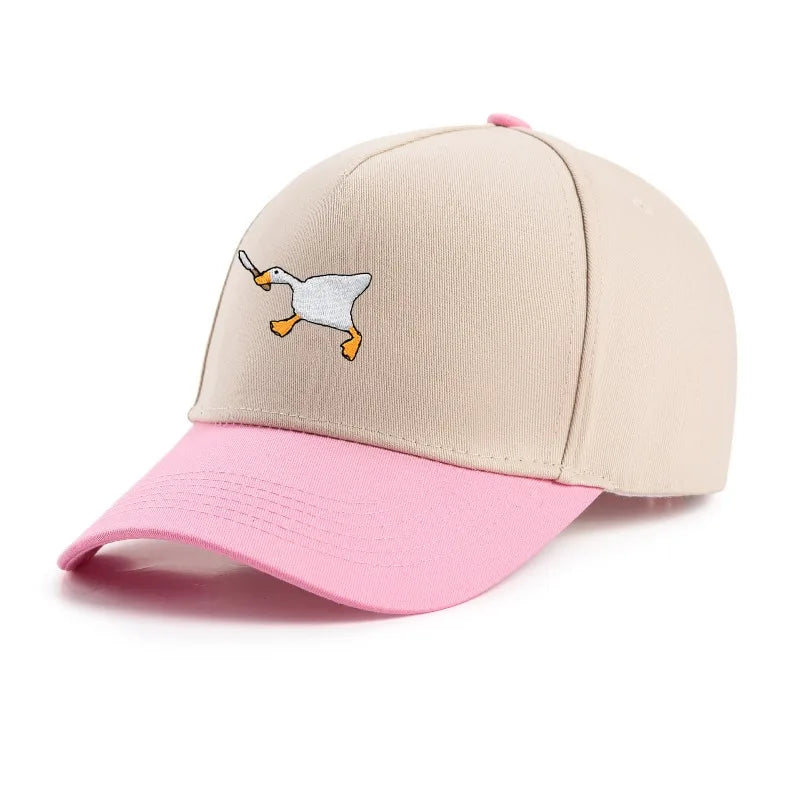 Embroidered baseball cap with goose pattern for men , casual