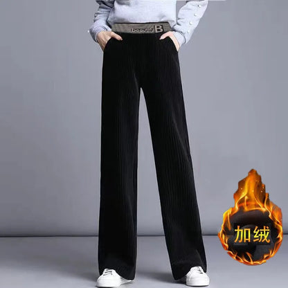 Fce Lined Unlined Corduroy Wide Leg Pants Women Casual Pants