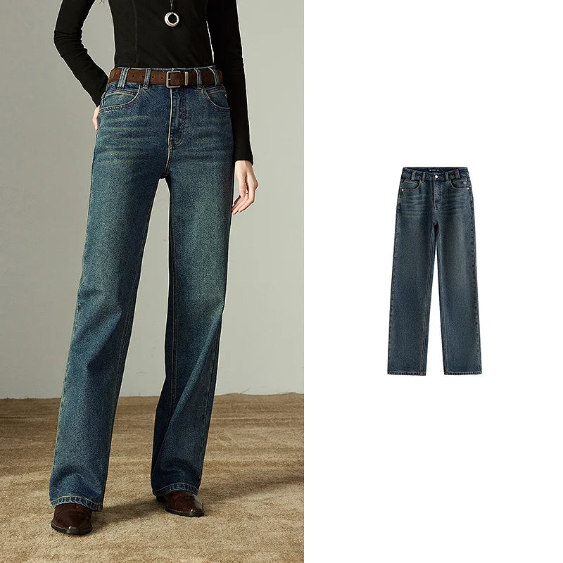 Women Straight Pants  Winter New Mid-low Rise Slimming Baguette