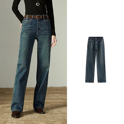 Women Straight Pants  Winter New Mid-low Rise Slimming Baguette