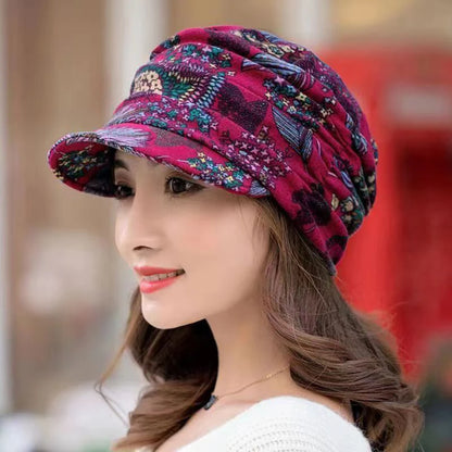 New Autumn Women Peaked Cap Short Brim Warm Foldable