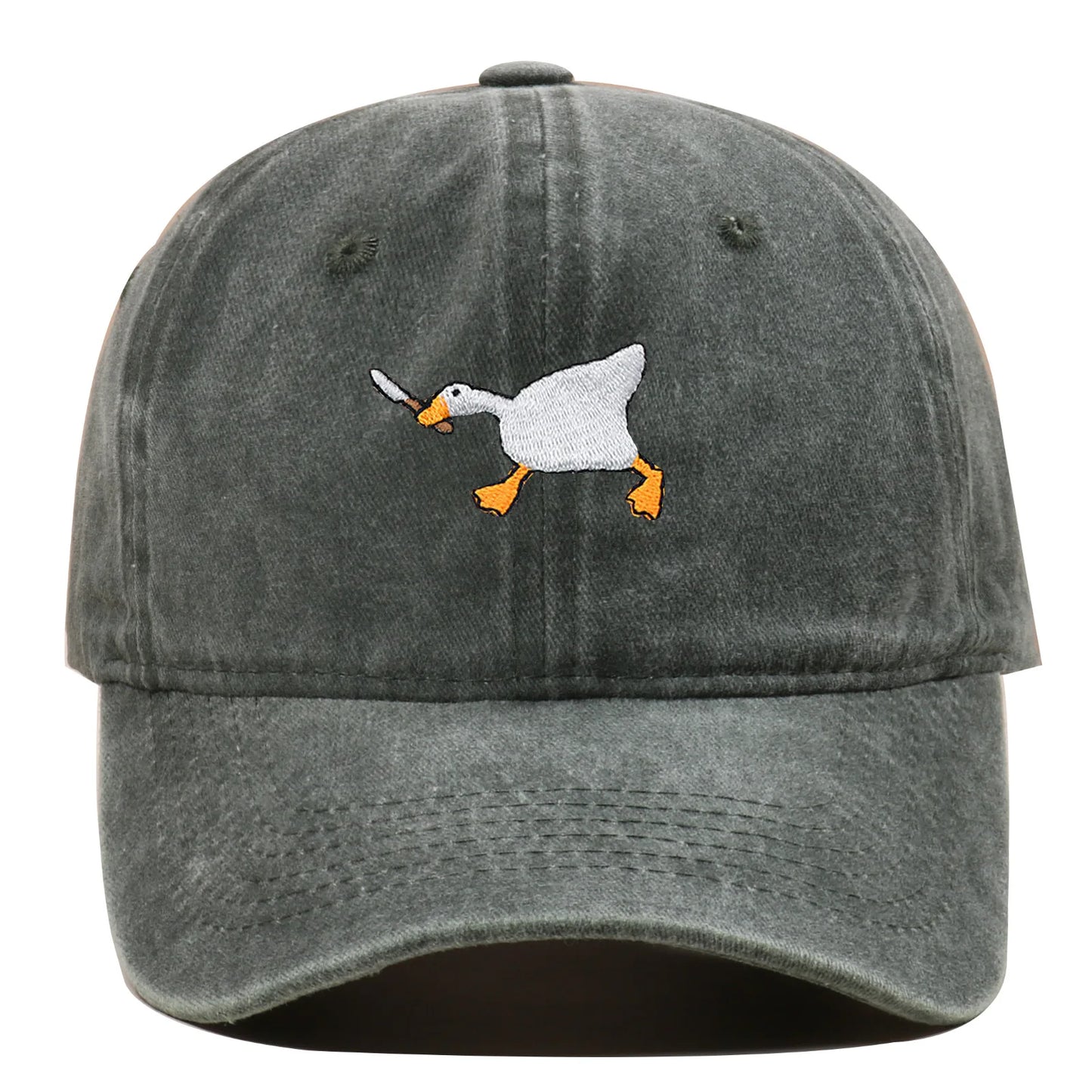 Embroidered baseball cap with goose pattern for men , casual