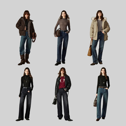 Women Straight Pants  Winter New Mid-low Rise Slimming Baguette