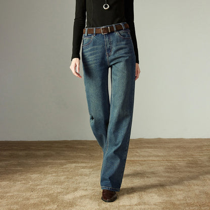Women Straight Pants  Winter New Mid-low Rise Slimming Baguette