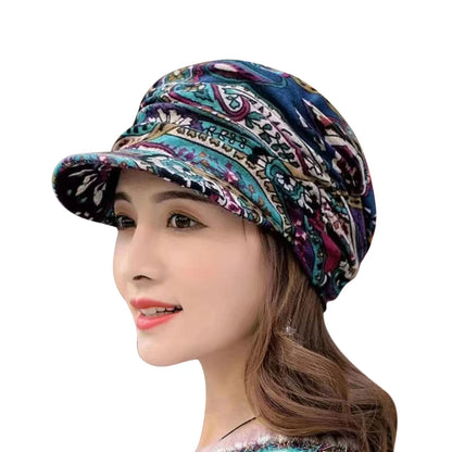 New Autumn Women Peaked Cap Short Brim Warm Foldable
