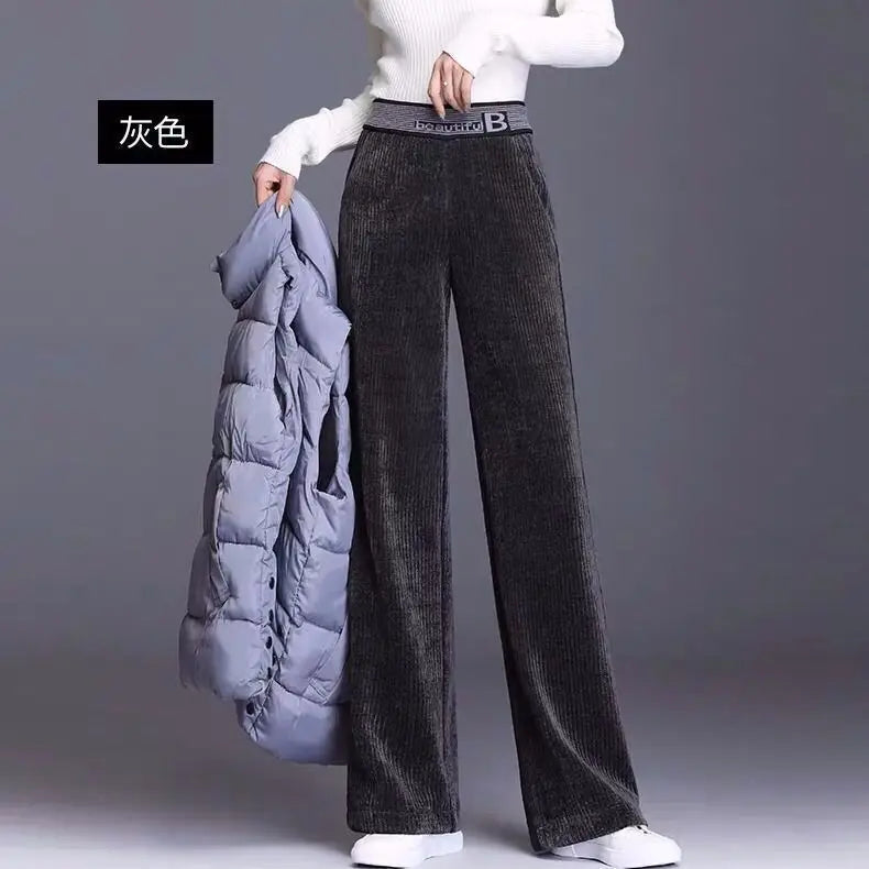 Fce Lined Unlined Corduroy Wide Leg Pants Women Casual Pants