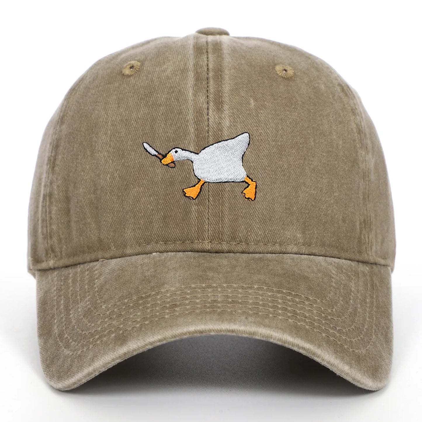 Embroidered baseball cap with goose pattern for men , casual