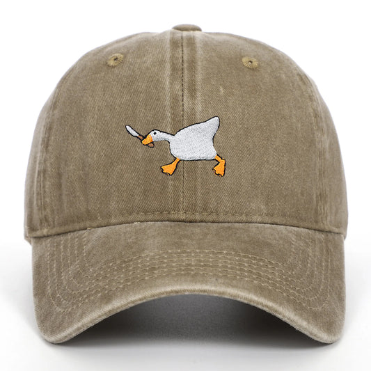 Embroidered baseball cap with goose pattern for men , casual