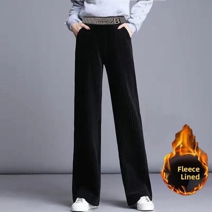 Fce Lined Unlined Corduroy Wide Leg Pants Women Casual Pants
