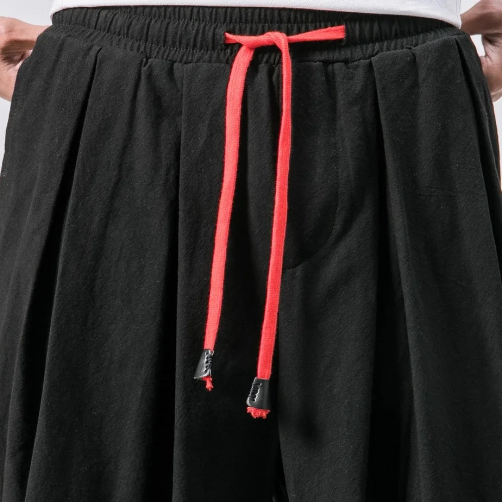 New Oversized Men Harem Pants Loose Chinese Style Cotton