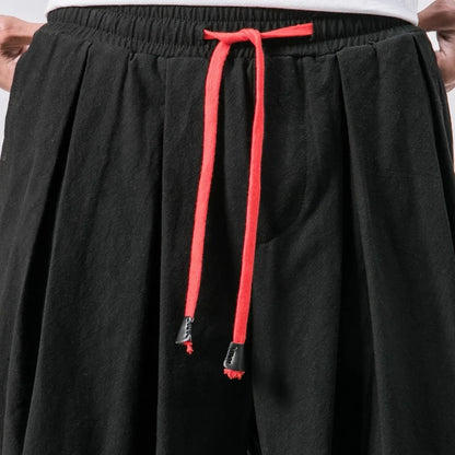 New Oversized Men Harem Pants Loose Chinese Style Cotton