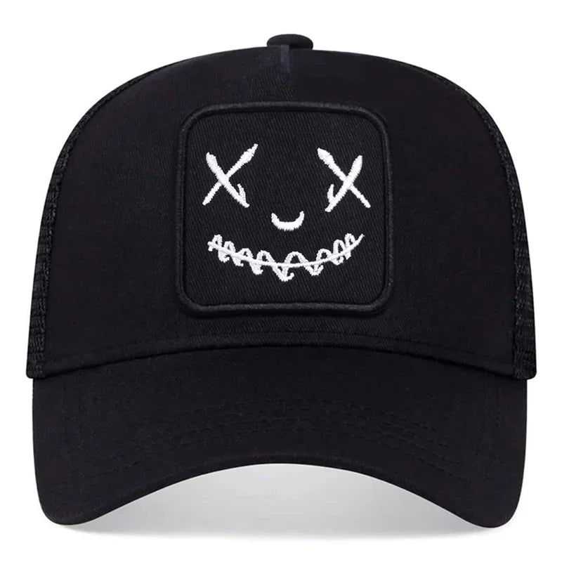 Men Women Smile Face Embroidery Baseball Caps Cotton