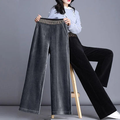 Fce Lined Unlined Corduroy Wide Leg Pants Women Casual Pants