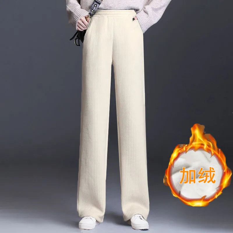 Fce Lined Unlined Corduroy Wide Leg Pants Women Casual Pants