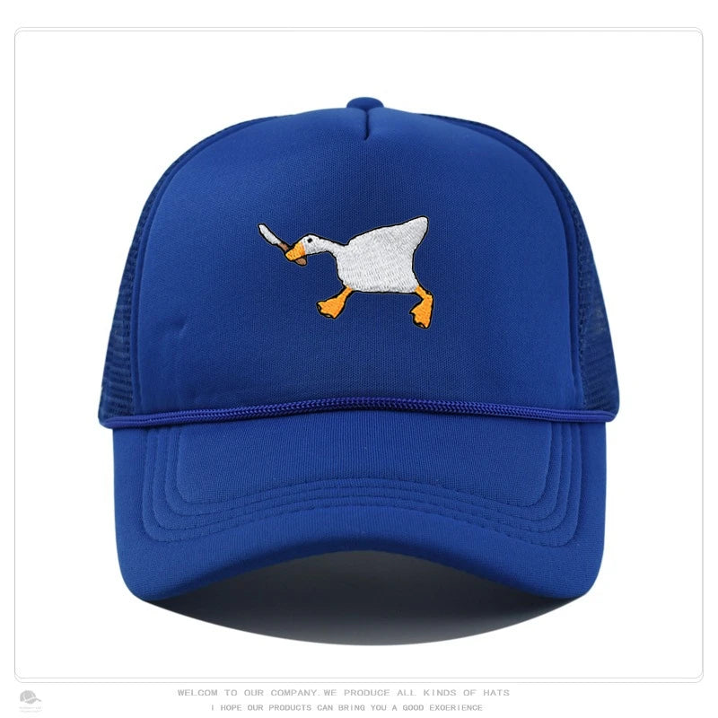 Embroidered baseball cap with goose pattern for men , casual
