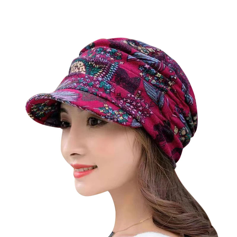 New Autumn Women Peaked Cap Short Brim Warm Foldable