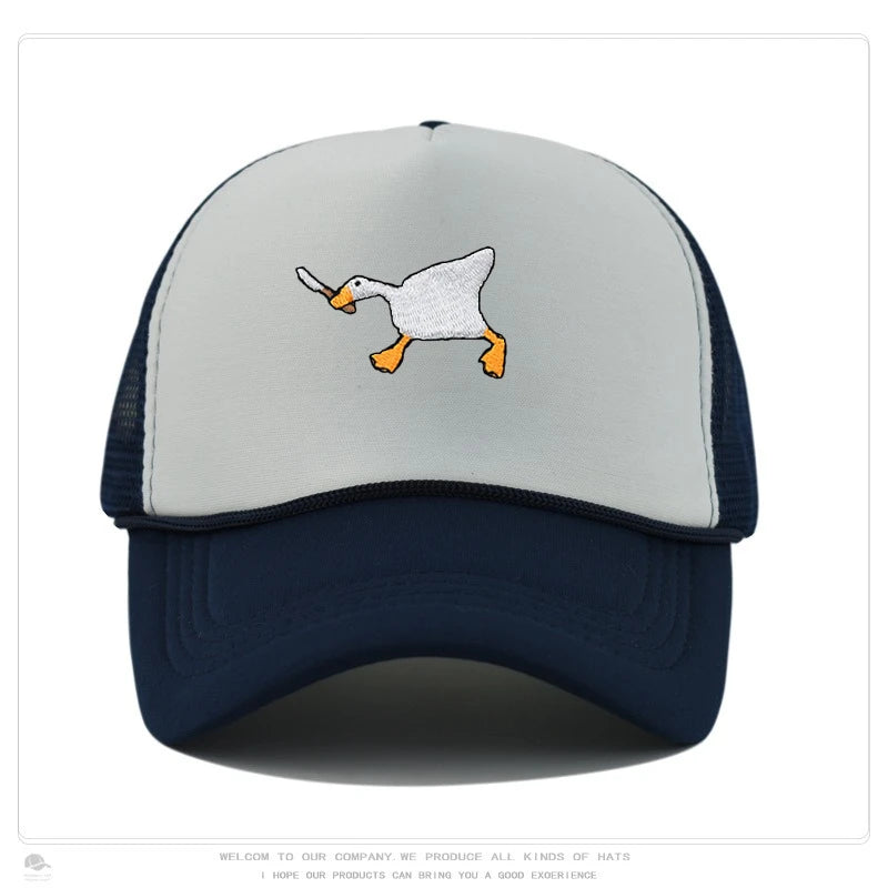 Embroidered baseball cap with goose pattern for men , casual