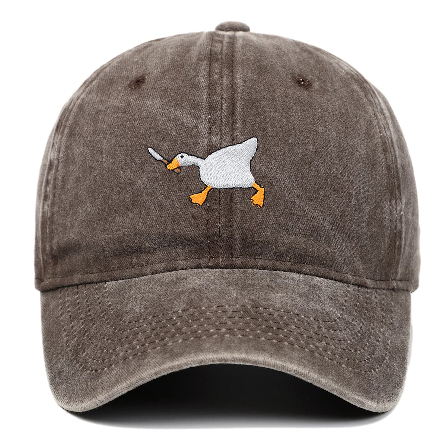 Embroidered baseball cap with goose pattern for men , casual